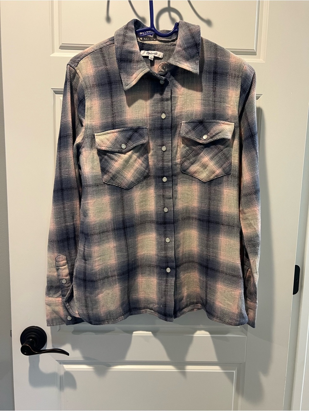 Madewell Plaid Button-Down Shirt in Gray and Pink